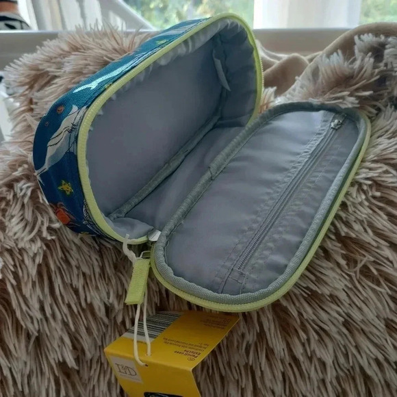 Green blue fish shark boys pencil case purse bag decor satchel zipper pouch - Picture 3 of 4